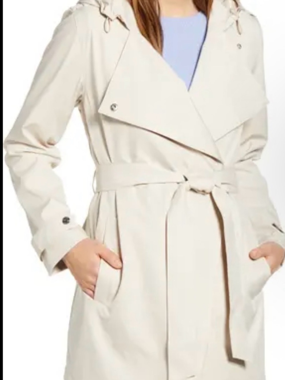 Bernardo Cream Trench Coat with Tie Belt